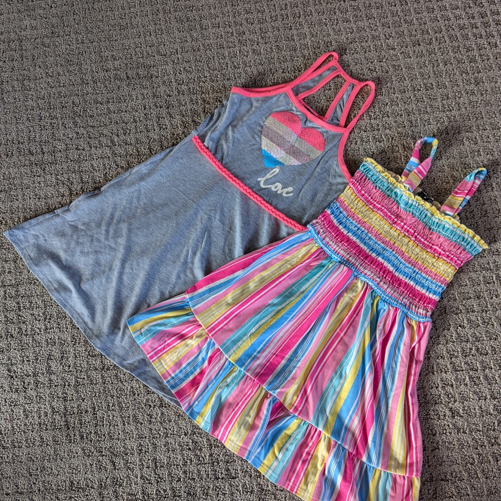 Colorful Striped and Gray Dresses
